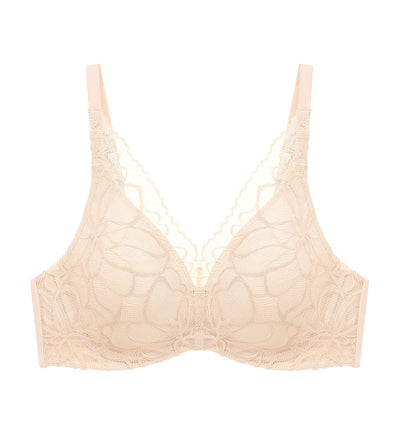Áo Lót Body Make Up Illusion Lace Gọng ComfortMotion Mút Nâng Cổ Chữ V - Thân thiện môi trường - NUDE BEIGE