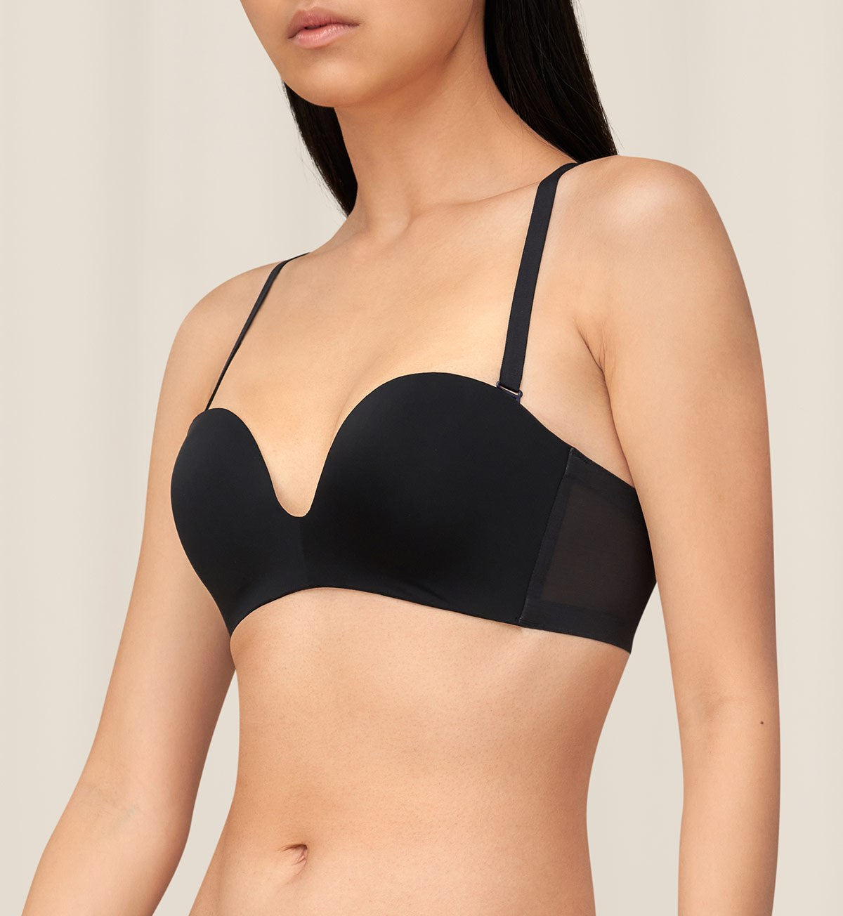 Invisible Inside-Out Non-Wired Detachable Push Up Bra in Black